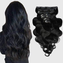 Load image into Gallery viewer, Clip in Remy Human Hair Extensions for Woman, Body Wave 100g ,7 Pieces ,16 Clips -وصلات شعر بشري ريمي للنساء ، موجة الجسم 100 جرام ، 7 قطع ، 16 مشابك
