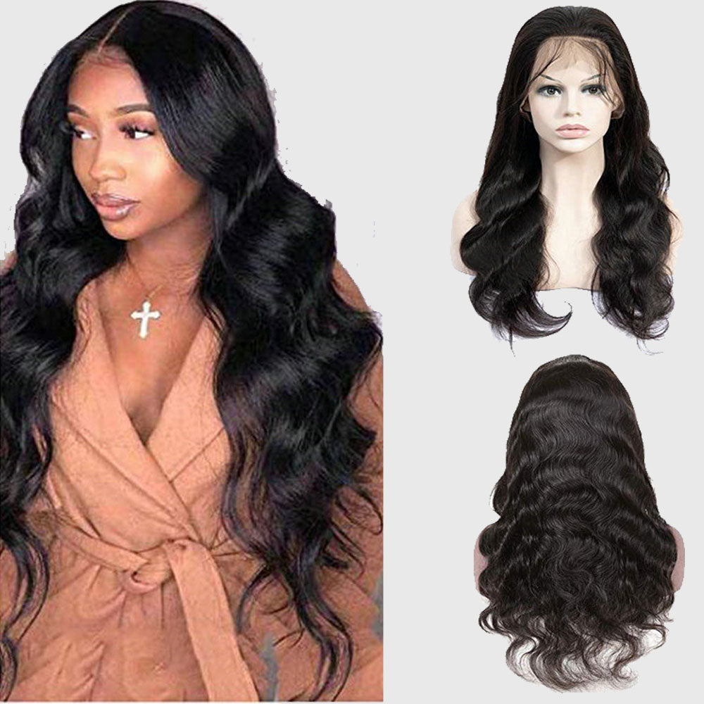 Human Hair  Body Wave  Wigs with 13x4 Lace Front-شعر مستعار مموج بشعر بشري مع دانتيل أمامي 13x4
