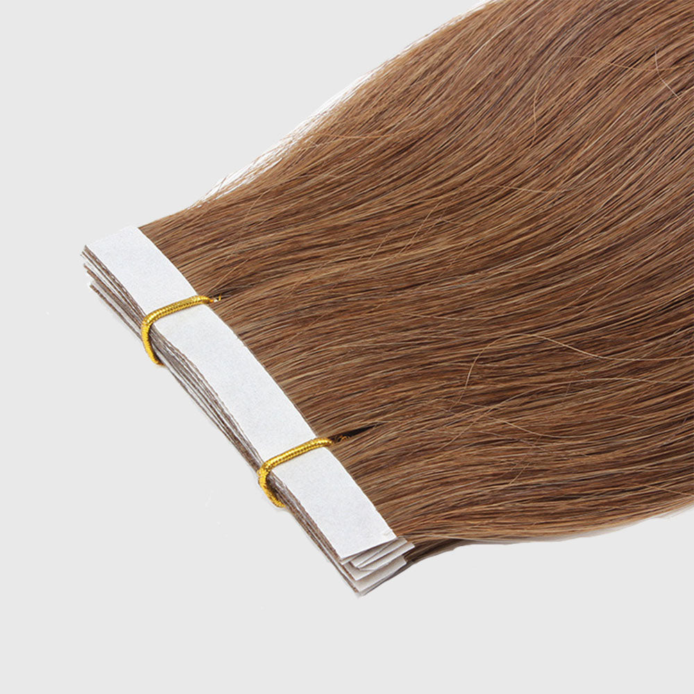 Seamless Human Hair Tape In Extension Brown #6 with special width tape 7cm-شريط من شعر بشري غير ملحوم ممتد بني # 6 مع شريط عرض خاص 7 سم