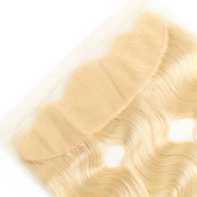 Load image into Gallery viewer, Real human hair 13*4 lace frontal 613# , body wave closure--13x4frintal613bwelsy-شعر بشري حقيقي 13 * 4 أمامي دانتيل 613 # ، إغلاق موجة الجسم
