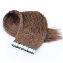 Load image into Gallery viewer, Seamless Human Hair Tape In Extension Brown #6 with special width tape 7cm-شريط من شعر بشري غير ملحوم ممتد بني # 6 مع شريط عرض خاص 7 سم
