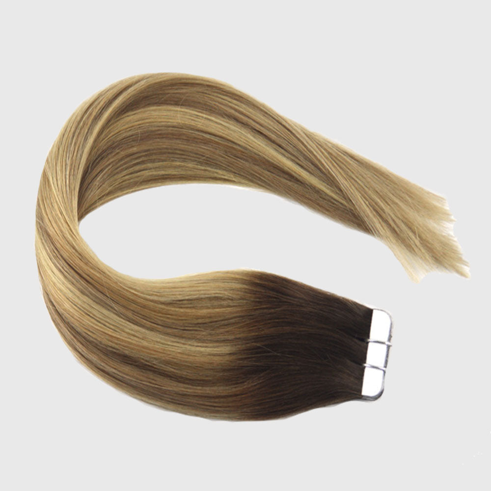 Seamless Tape In Human Hair Extension Dark Brown- Color4T8P22     شريط غير ملحوم في وصلات شعر بشري بني غامق اللون 4T8P22