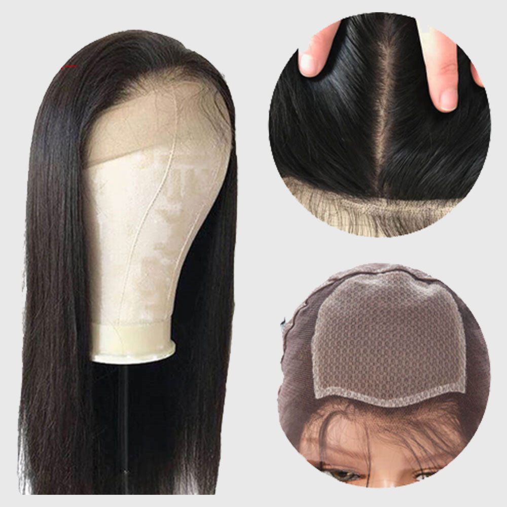 Silk Top  Human Hair Straight Wigs with 13x4 Front Lace  شعر مستعار حريري مستقيم شعر بشري مع دانتيل أمامي 13x4
