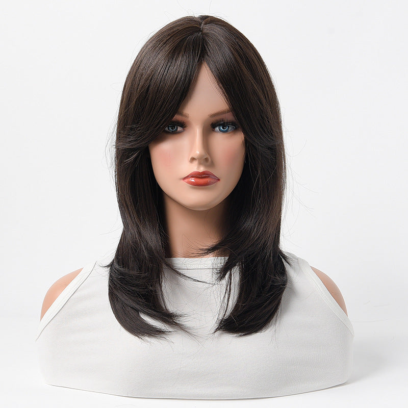 Estelle Full Wig for Heat Resistant Synthetic Wig Natural Long Straight Wig With Bangs Lady Fiber Wig