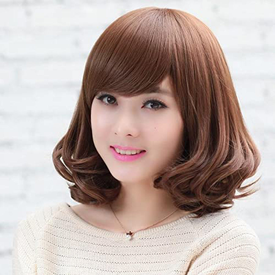 Estelle Fiber Heat Resistant Wig, Nature looking ,Curl, Bodywave, Straight, long, Short, Black, Brown, for Cosplay Daily Party Use Synthetic Hair Replacement Wig For Fashion Women (Light Brown)
