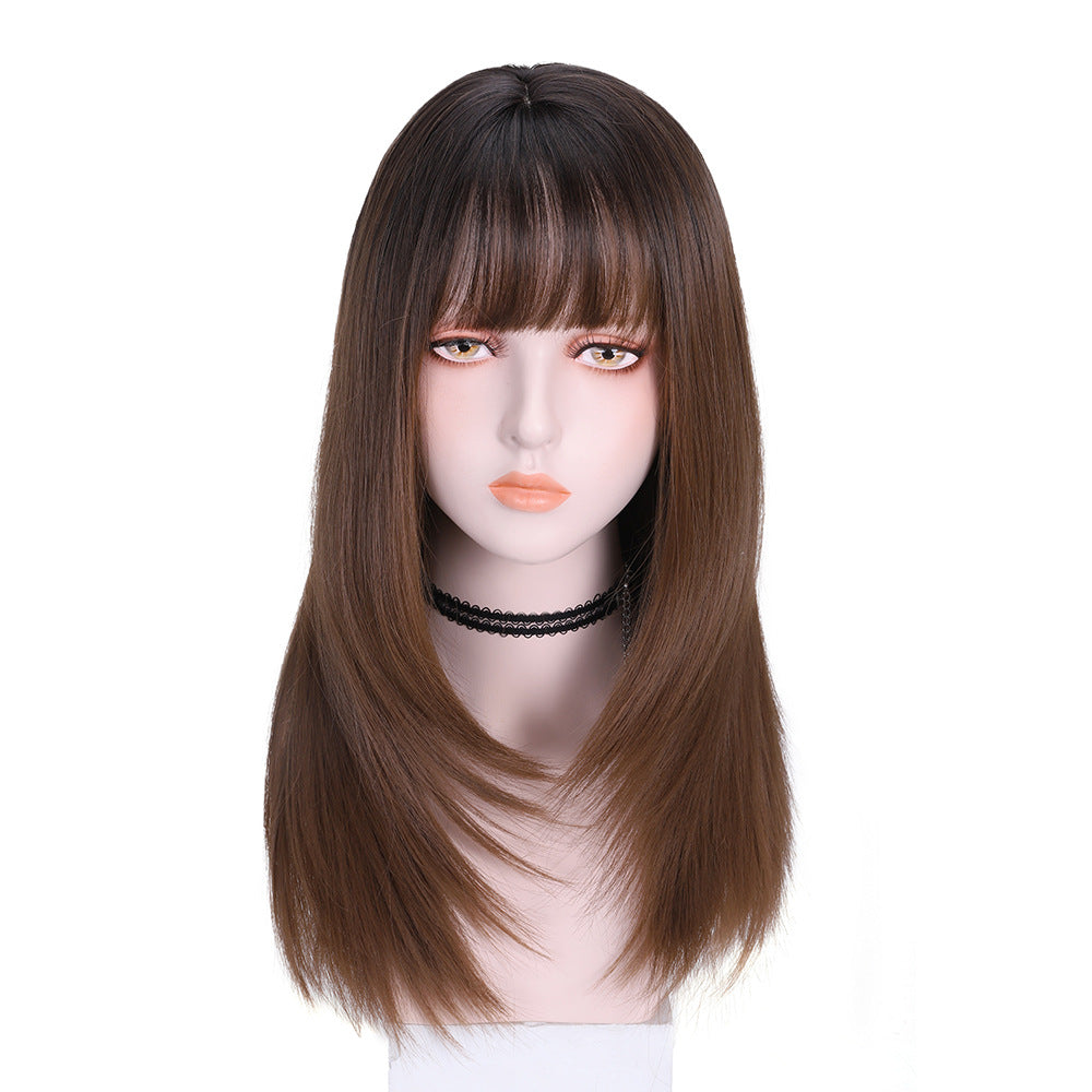 Estelle  Long Hair Natural Full  Straight Wig With Air Bangs