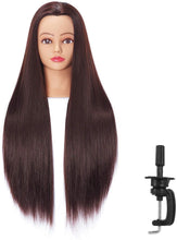 Load image into Gallery viewer, Mannequin Head Hair Styling Training Head Manikin Cosmetology Doll Head Synthetic Fiber Hair and Free Clamp Holder رأس عارضة أزياء رأس التدريب على تصفيف الشعر مانيكين التجميل دمية رأس شعر من الألياف الاصطناعية وحامل مشبك مجاني
