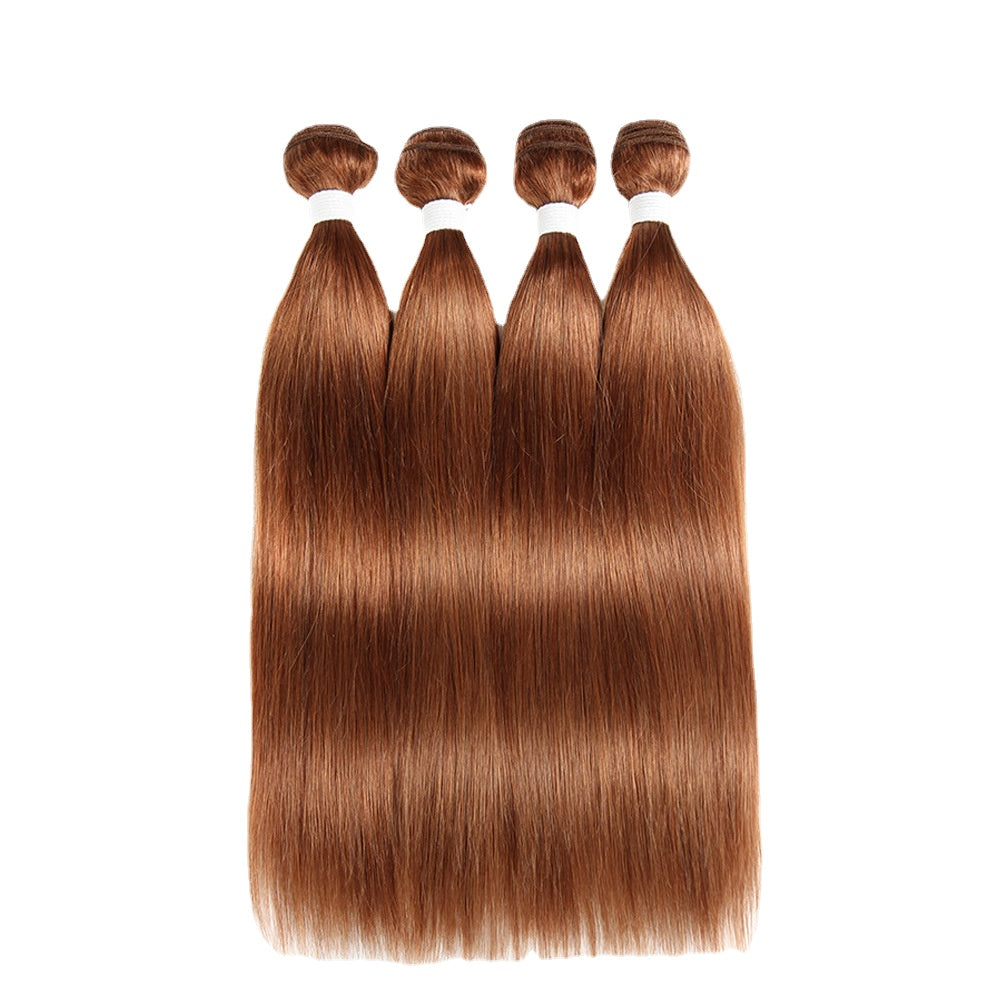 Clip In Remy Human Hair Extension ,  Silky Straight Weft, Brown color30-مقطع في وصلات شعر ريمي بشري ، لحمة مستقيمة حريري ، لون بني 30