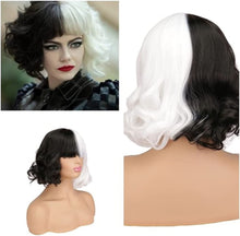 Load image into Gallery viewer, Estelle Black and White Wig Wavy Synthetic Wigs For Women Full Bang Heat Resistant Wig
