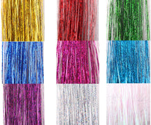 Load image into Gallery viewer, Eestelle 44Inches multi Color Tinsel Hair Extensions, 3300 Strands Fairy Hair Kit With Tool, Heat Resistant Glitter Sparkling Shiny Hair Extensions Accessories
