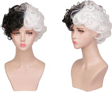 Load image into Gallery viewer, Estelle Black and White Wig Wavy Synthetic Wigs For Women Full Bang Heat Resistant Wig
