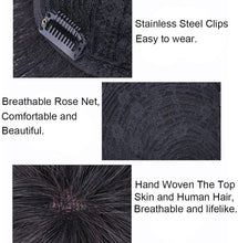 Load image into Gallery viewer, Men&#39;s Wigs 100% Real Human Hair Topper Toupee Clip Hairpiece for men Monofilament Hair Topper Natural Hairline Replacement Systems Hairpiece (13cmx14cm)
