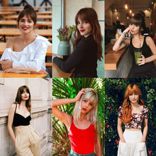 Load image into Gallery viewer, Estelle Bangs Clip in Hair Extensions Front Neat Bang Fringe One Piece 15cm Short Straight Hairpiece for Women مشبك الانفجارات في وصلات الشعر الأمامية الأنيقة بانغ هامش قطعة واحدة 15 سم قطعة شعر مستقيمة قصيرة للنساء
