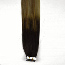 Load image into Gallery viewer, Gradient Long Straight  Seamless Human Hair Tape In Extension, Bark Brown To Blond    شريط شعر بشري متدرج طويل مستقيم غير ملحوم في التمديد ، لحاء بني إلى أشقر
