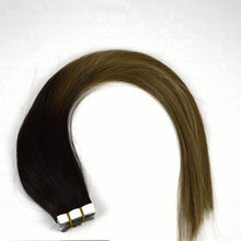 Load image into Gallery viewer, Gradient Long Straight  Seamless Human Hair Tape In Extension, Bark Brown To Blond    شريط شعر بشري متدرج طويل مستقيم غير ملحوم في التمديد ، لحاء بني إلى أشقر
