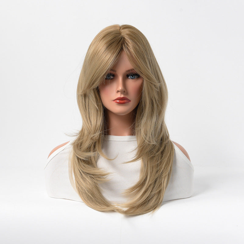 Estelle Full Wig for Heat Resistant Synthetic Wig Natural Long Straight Wig With Bangs Lady Fiber Wig Golden