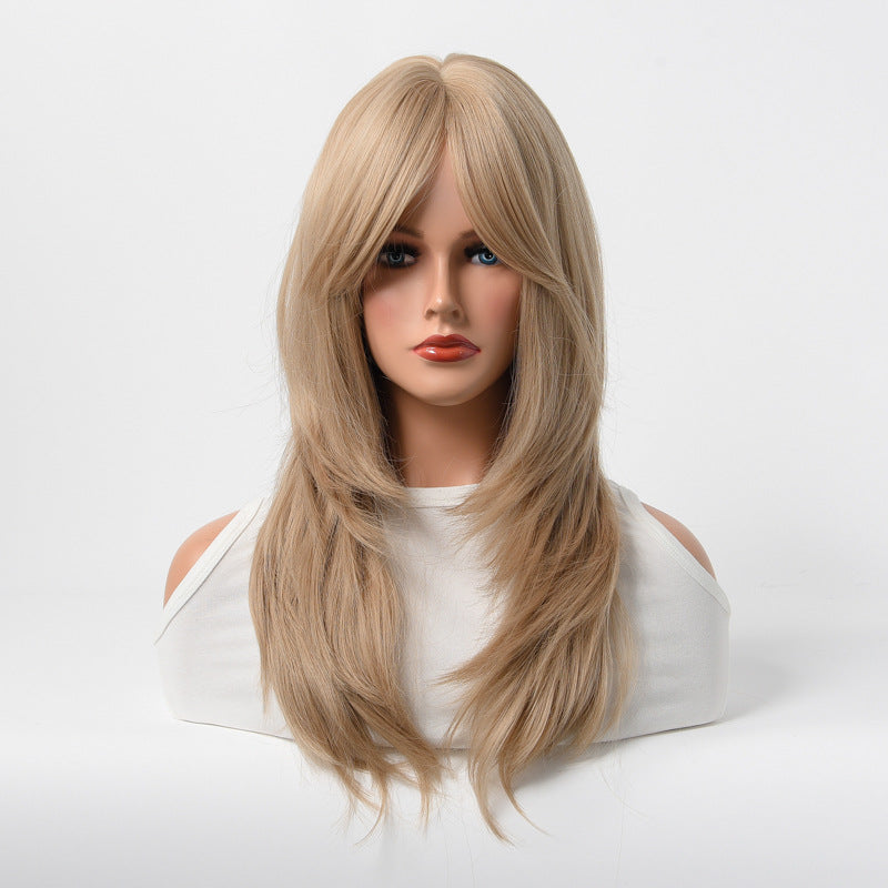 Estelle Full Wig for Heat Resistant Synthetic Wig Natural Long Straight Wig With Bangs Lady Fiber Wig Elegant Blonde