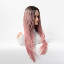 Load image into Gallery viewer, Estelle Long Straight Hair Female Milk Blonde Wigs Full Head Covers Dark Pink
