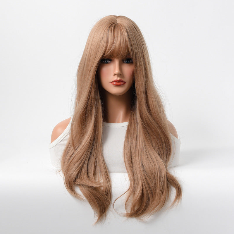 Estelle Long Straight Hair Female Milk Blonde Wigs Full Head Covers Light Brown