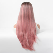Load image into Gallery viewer, Estelle Long Straight Hair Female Milk Blonde Wigs Full Head Covers Dark Pink
