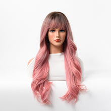 Load image into Gallery viewer, Estelle Wig Female Long Curly Hair Big Wave Medium Long Full Headgear Highlight Pink
