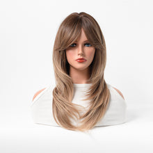 Load image into Gallery viewer, Estelle Full Wig for Heat Resistant Synthetic Wig Natural Long Straight Wig With Bangs Lady Fiber Wig Light Brown
