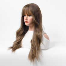 Load image into Gallery viewer, Estelle Wig Female Long Curly Hair Big Wave Medium Long Full Headgear Highlight Light Brown
