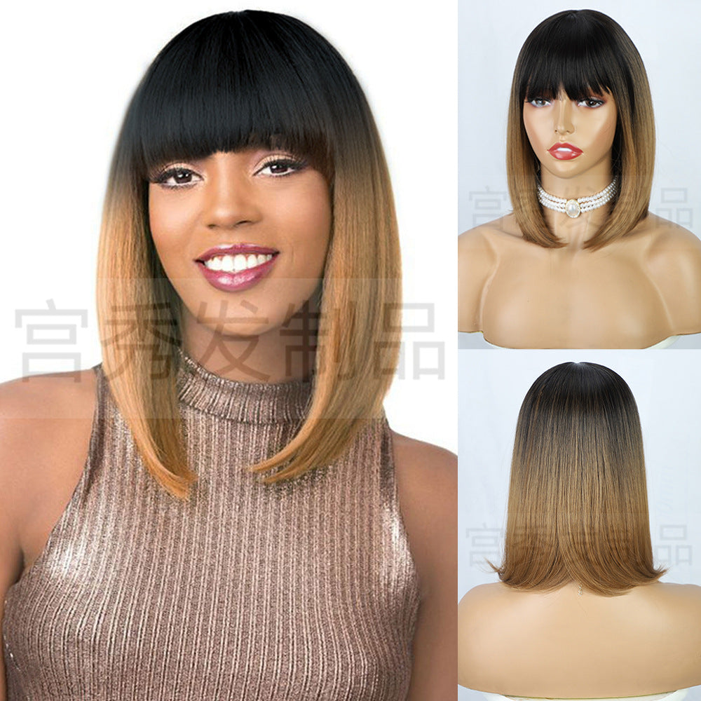 Estelle Bobo Fiber Wig headgear , Short Straight Hair wig Color No R427