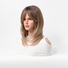 Load image into Gallery viewer, Estelle Full Wig for Heat Resistant Synthetic Wig Natural Long Straight Wig With Bangs Lady Fiber Wig Elegant Black Blonde
