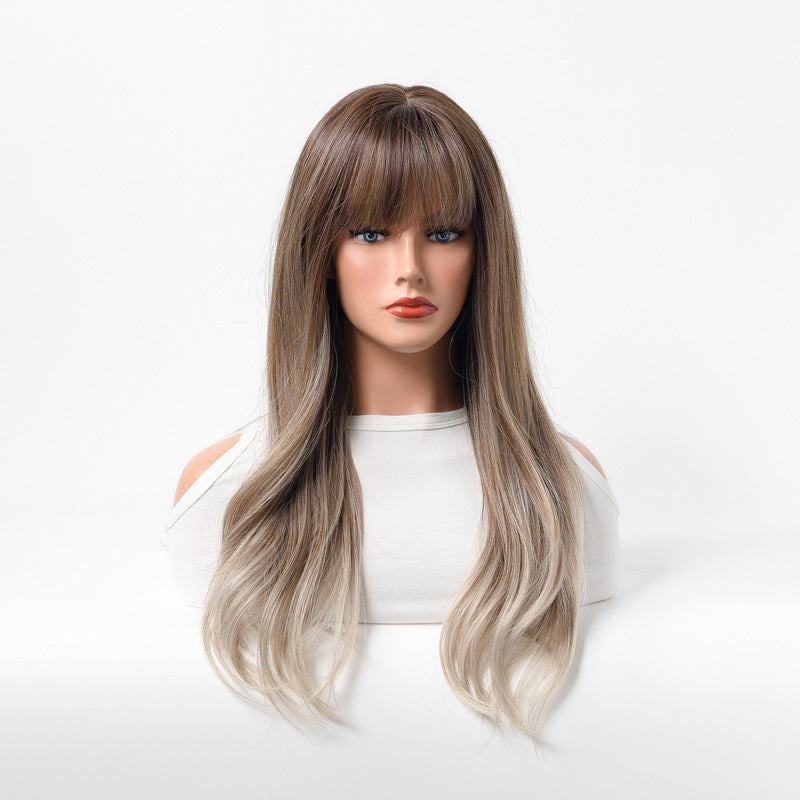 Estelle Long Straight Hair Female Milk Blonde Wigs Full Head Covers Blonde Brown