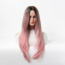 Load image into Gallery viewer, Estelle Long Straight Hair Female Milk Blonde Wigs Full Head Covers Dark Pink
