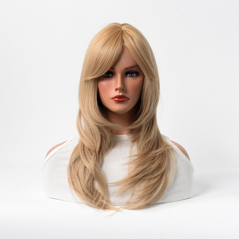 Estelle Full Wig for Heat Resistant Synthetic Wig Natural Long Straight Wig With Bangs Lady Fiber Wig Blonde