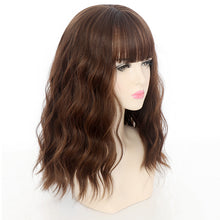 Load image into Gallery viewer, Estelle Short Wavy Wig with Bangs, Middle Length Bob Wigs for Women, Synthetic Natural Looking Heat Resistant Fiber Wigs
