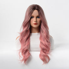 Load image into Gallery viewer, Estelle Wig Female Long Curly Hair Big Wave Medium Long Full Headgear Pink Blonde
