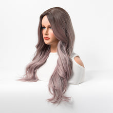 Load image into Gallery viewer, Estelle Wig Female Long Curly Hair Big Wave Medium Long Full Headgear Purple Grey
