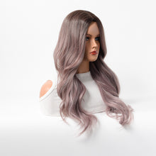 Load image into Gallery viewer, Estelle Wig Female Long Curly Hair Big Wave Medium Long Full Headgear Purple Grey
