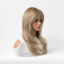 Load image into Gallery viewer, Estelle Full Wig for Heat Resistant Synthetic Wig Natural Long Straight Wig With Bangs Lady Fiber Wig Grey Blonde 02
