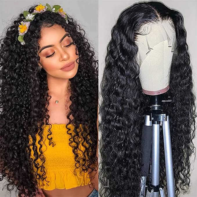 Human Hair  deep curly  Wigs with 13x4 Lace Front-باروكات شعر بشري مجعد عميق مع دانتيل أمامي 13x4